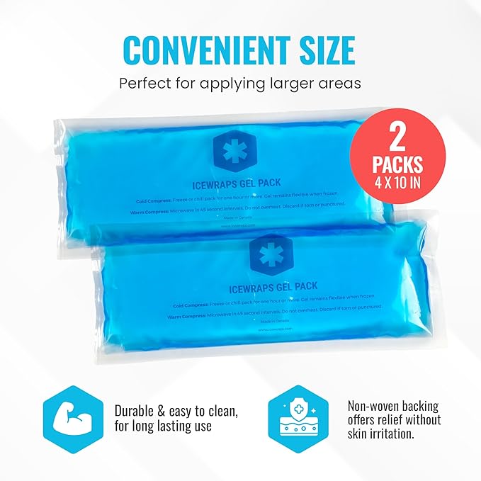 ICEWRAPS 4"x10" Reusable Perineal Ice Packs for Postpartum | Cooling Postpartum Ice Pack Pads | Pack of 2 Ice Pads Blue
