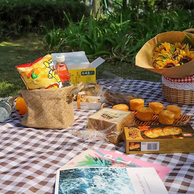 Extra Large 80"x 80" Beach Blanket, Outdoor Picnic Blankets, Waterproof Sandproof Portable Blankets, Foldable and Lightweight for Spring Summer Camping, Beach, Park (Brown, 80x80 in)