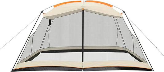 Hyper Venture Screen House 13x9 FT 4 Mesh Walls Canopy Tent Camping Gazebo Shelter for 6-8 People Outdoor Party Activities, Khaki