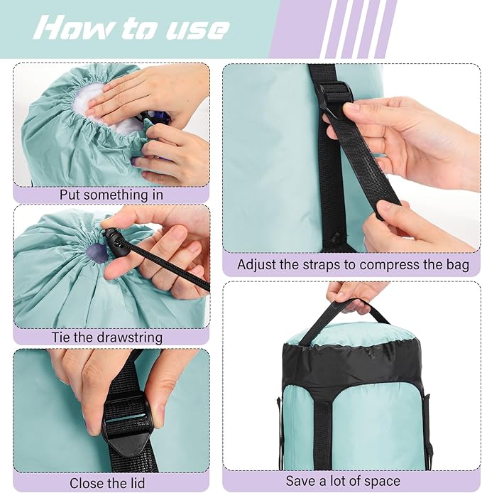 5 Pcs Compression Sacks for Backpacking 20L Camping Sleeping Bag Stuff Sacks for Backpacking Water Resistant Sleeping Bag Storage Sack for Space Saving Hiking Gear