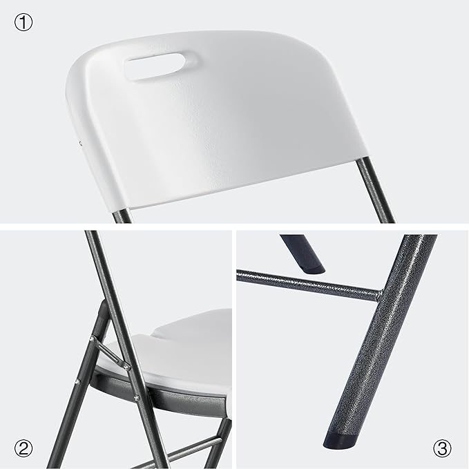 VECELO Folding Card Table Square and Chairs Set, Collapsible Legs & Portable for Indoor/Outdoor, Picnic, 5 Piece, White