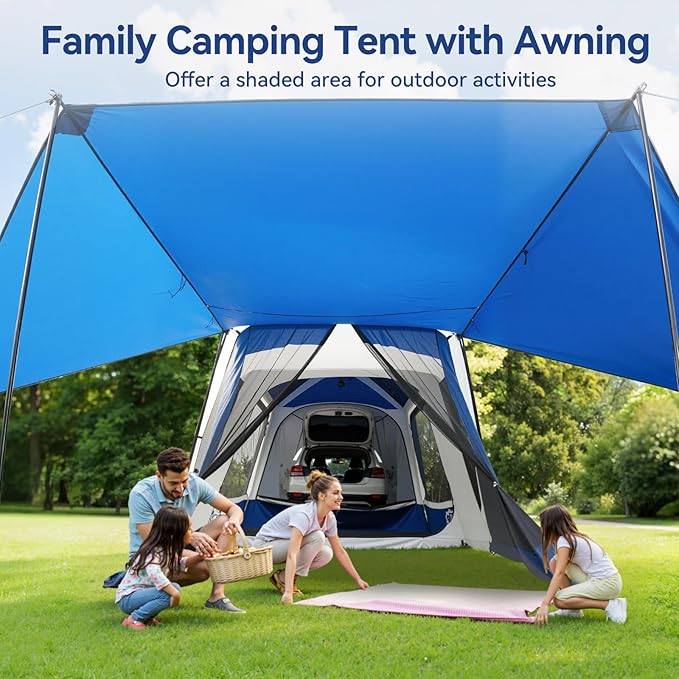 SUV Tent for Camping, SUV Camping Tent with Awnings, Waterproof Blow Up Tent, Easy Setup Car Truck Camping Tent