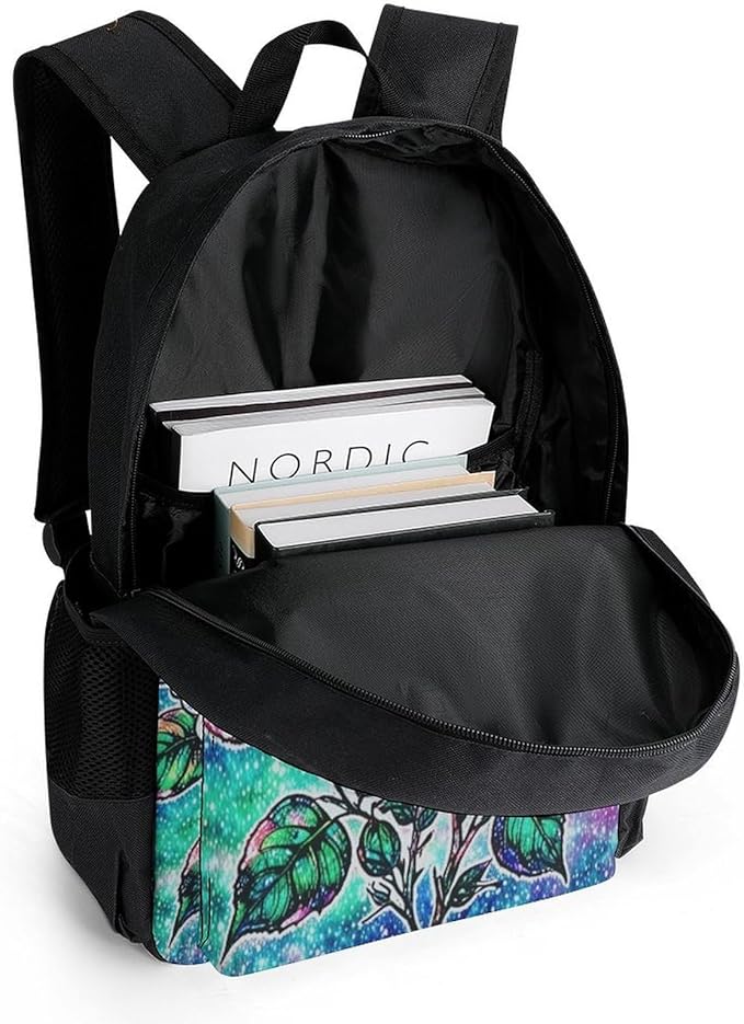 Supdreamc Daypack Bookbag Anti-Theft Multipurpose Large Capacity Bookbag, Galaxy Flower Glitter Travel Hiking Camping Rucksack With Adjustable Shoulder Straps