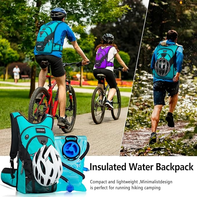 NONSAR Hydration Backpack, Hiking Backpack with 3L Water Bladder, Insulated Water Backpack for Women, Men, Kids, Keep Liquids Cool Up to 5 Hours, Daypack for Hiking, Running, Climbing, Cycling