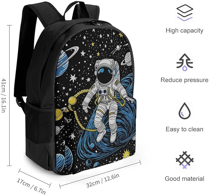Rucksacks Lightweight Multipurpose Anti-Theft Deep Space Sea Planet Astronaut Art Shoulder Bag Big Capacity Laptop Book Bag Rucksack With Padded Straps