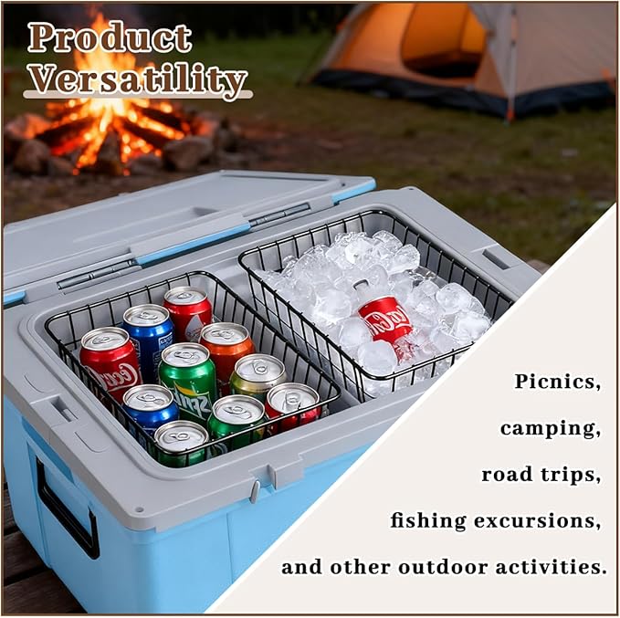 2 Pack Cooler Basket with 52&72QT Ultra Light Coolers, 54 Qt Belted Coolers, Cooler Accessories etc Easy to Install Can Store Dry Foods and Fruits.
