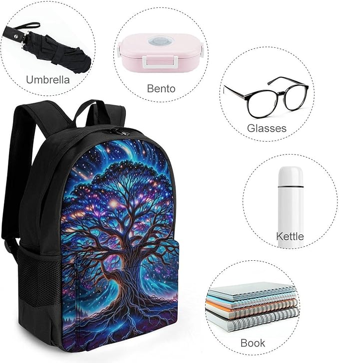 Supdreamc Casual Daypack Multipurpose Anti-Theft Large Capacity Carry On Bag, Magical Universe Tree Of Life Art Casual Daypack Climbing Shoulder Bag With Padded Straps