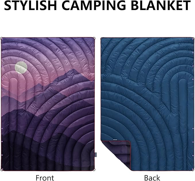 Mini Camping Blanket, Lightweight Down Alternative Puffy Blanket Packable Outdoor Blanket for Camping, Traveling, Stadium, Hiking, Picnics