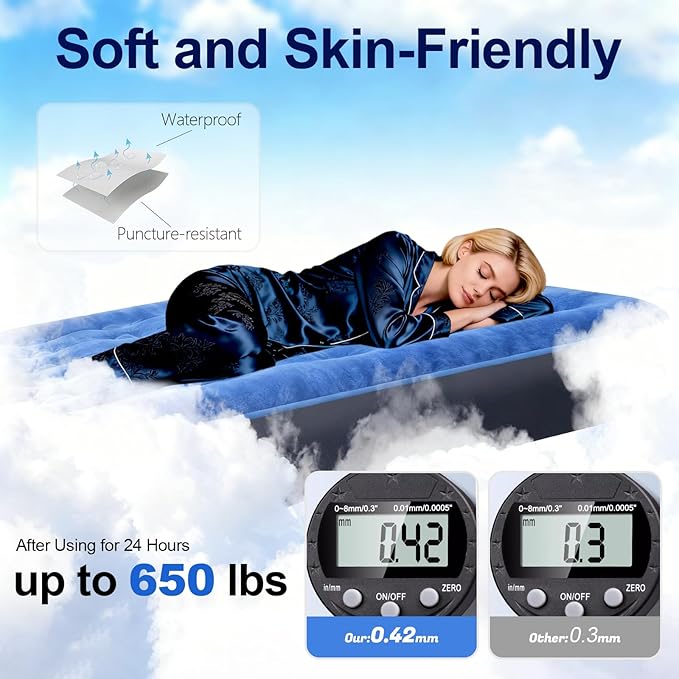 Air Mattress Full with Built in Pump,10’’ Blow up Bed for Adults, 650 LBS Portable Air Bed,Camping Inflatable Mattress for Guest, Camping, Home & Travel, Carry Bag Included