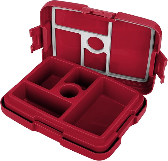 FOCO NFL Unisex-Adult Officially Licensed 2-Tone Big Logo Team Color Football Leak Proof 5 Compartment Bento Lunch Box - Atlanta Falcons