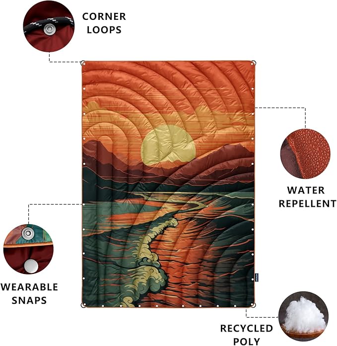 Camping Blanket,Lightweight Puffy Printed Camping Blanket Packable Outdoor Blanket for Camping,Traveling, Stadium, Hiking, Picnics