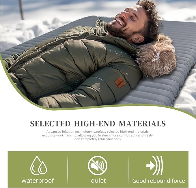 Inflatable Sleeping Pad for Camping, 2 Person Ultralight Double Sleeping Pad with R-Value 7.7, Waterproof & Durable 40D Nylon Camping Mat for Backpacking & Cold Weather, 78"x47.2", 3.62" Thickness