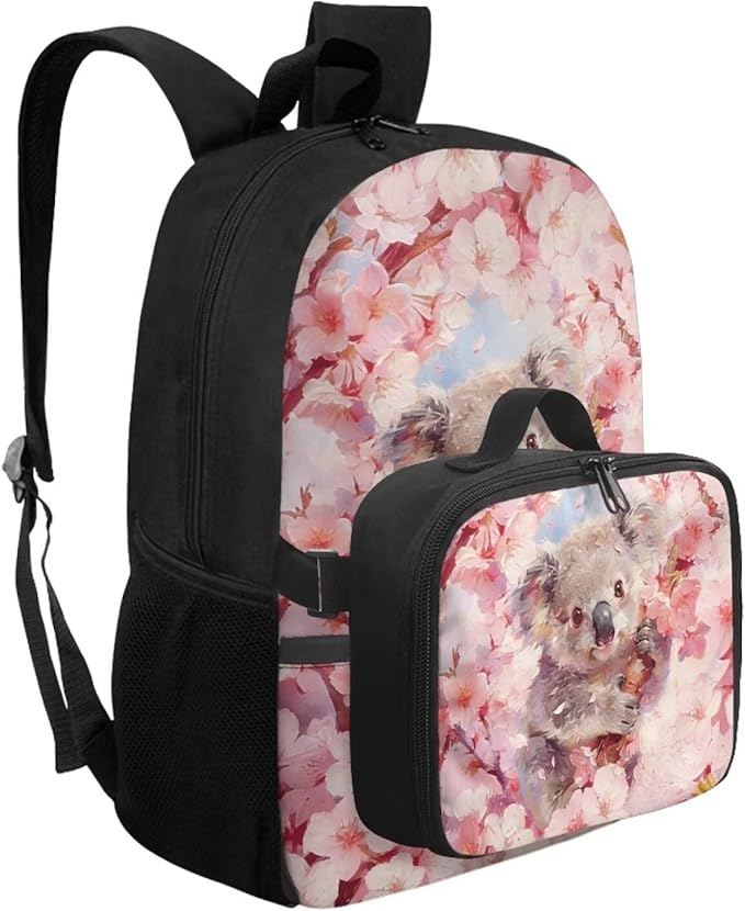 HUGS IDEA Koala Backpacks for Girls 6-8 Cute School Bookbag with Lunchbox Kawaii Backpack for Elementary School Lightweight School Bag for Students Study Rucksack