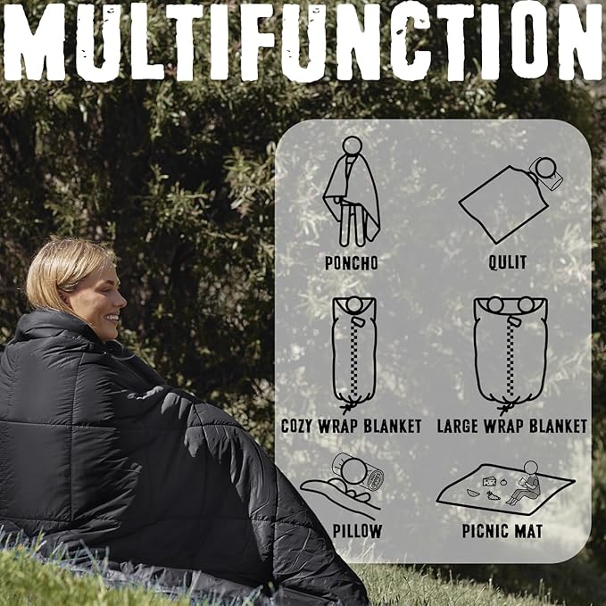3M Thinsulate Insulation Puffy Camping Blanket for Cold Weather, Queen Size Warm Camping Quilt with Zipper, Waterproof Outdoor Sleeping Bag for Hammock, Cozy & Versatile Gift for Men and Women