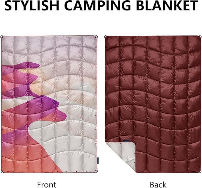 Camping Blanket, Puffy Down Alternative Blanket Lightweight Windproof for Outdoors,Hiking, Backpacking,Beach,Car,Picnic,Stadium