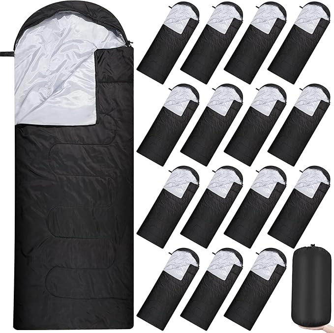 Tudomro 16 Pack Winter Camping Sleeping Bags Bulk Adults 4 Season Warm Cold Weather Lightweight Waterproof Compact Backpacking Sleeping Bag for Travel Hiking