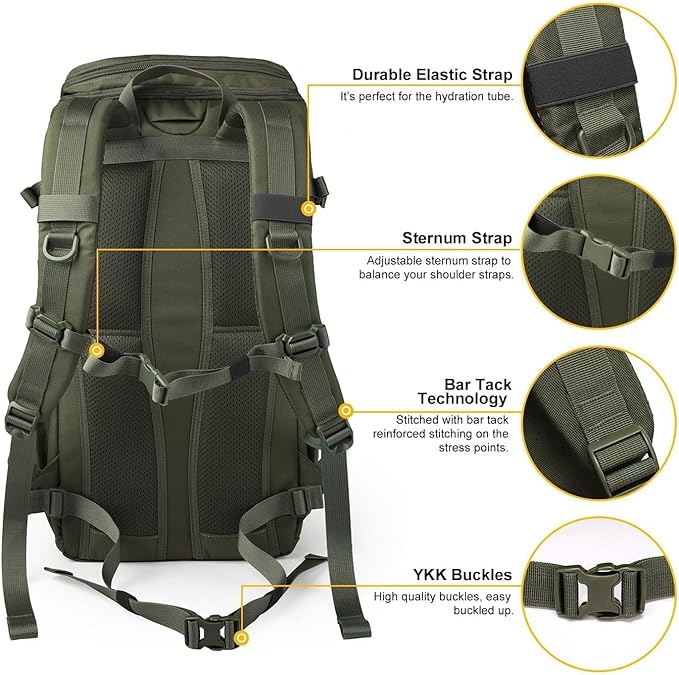 Mardingtop Tactical Backpacks Molle Hiking daypacks for Motorcycle Camping Hiking Military Traveling,25L Backpack