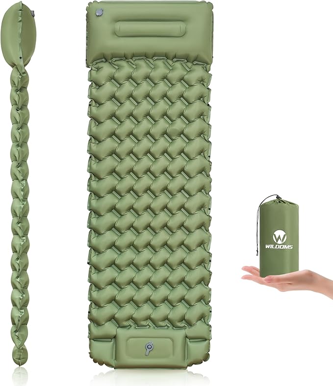 Sleeping Pad for Camping - 4” Thick Inflatable Camping Mat with Built-in Pump & Pillow, Ultralight Self Inflating Camping pad, Backpacking Sleeping Mat for Hiking, Tent, Traveling