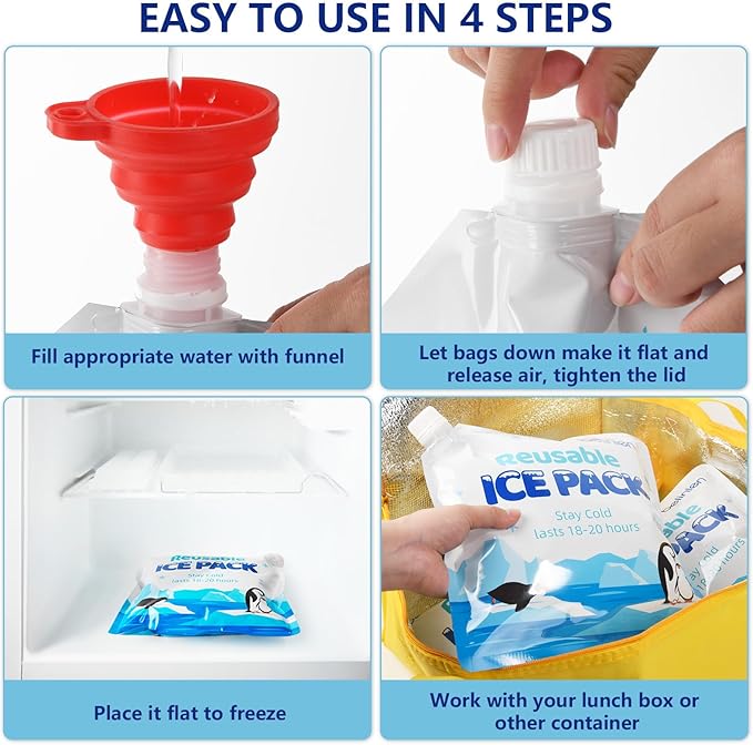 12 Pack Cooler Shock Ice Packs for Cooler Reusable 10x10 Inch Long Lasting Cooler Packs, Cooler Ice Packs Freezer Packs for Cooler Bag, Lunch Bags, Cooler Backpacks