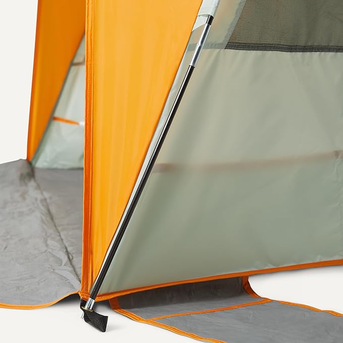 Amazon Basics Camping Sun Shelters, Screened Tent with Mesh Windows, UPF50+ Protection, Gray and Orange, 91.93 x 108.66 x 50.39 inches (LxWxH)