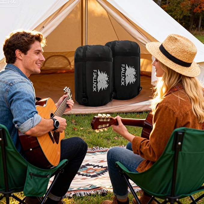 Double Sleeping Bag Cotton Flannel for Camping, Backpacking Or Hiking. Waterproof Queen Size Two Person Sleeping Bags for Adults Or Teens. Lightweight with Compression Sack