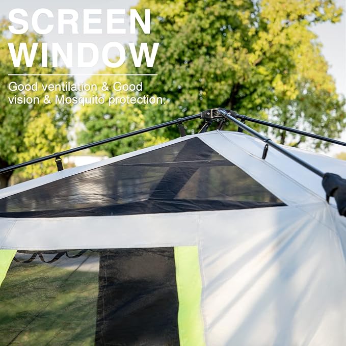 EVER ADVANCED 6 Person Camping Tent, Blackout Design Tent for Camping Instant Cabin Tents for Family with Rainfly, 60s Easy Setup, Water-Resistant