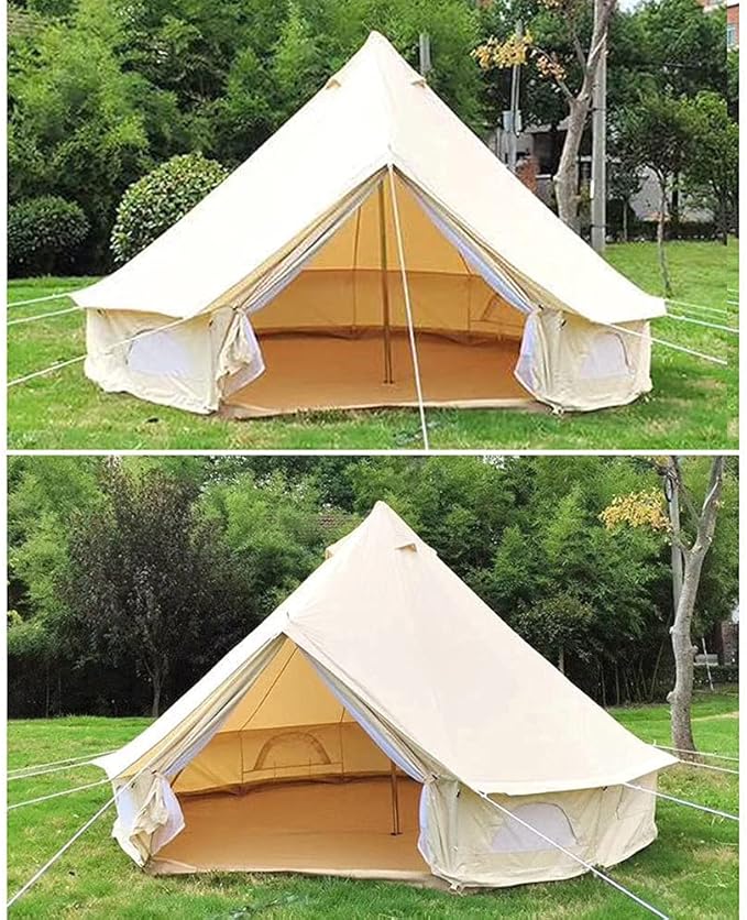 GeRRiT Large Camping Tent Bell Tent with Stove Hole Cotton Canvas Tents Tent 4 Season Indian Tent for Family Camping Outdoor Hunting