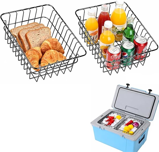 2 Pack Cooler Basket with 52&72QT Ultra Light Coolers, 54 Qt Belted Coolers, Cooler Accessories etc Easy to Install Can Store Dry Foods and Fruits.