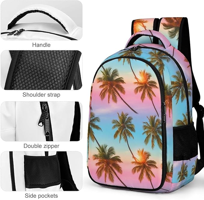 Hiking Travel Backpack Tropical Palm Tree for Men Women, Waterproof Anti Theft Laptop Rucksack with Multi Compartments for Outdoor Sports