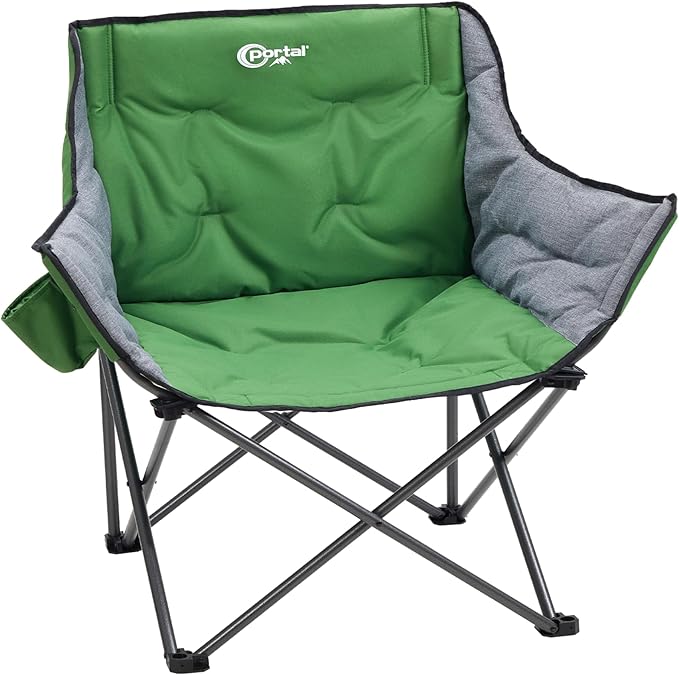 PORTAL 32In Extra Wide Camping Chair for Adults, Oversized Folding Chair with Cup Holder & Carry Bag, Heavy-Duty Outdoor Chair Supports 350 lbs, Portable for Camping, Lawn, Patio