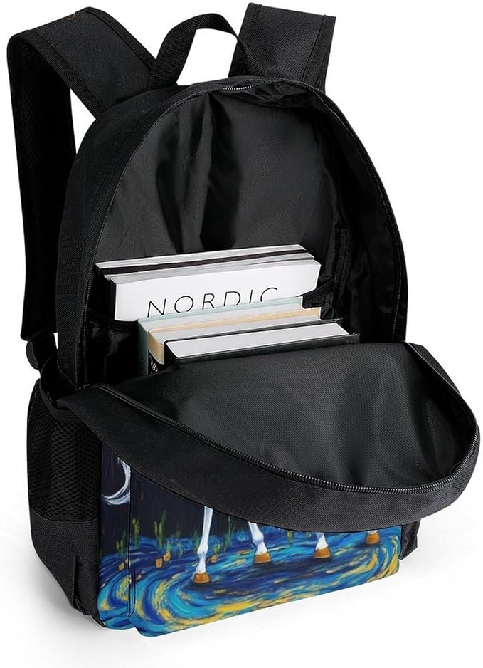 Supdreamc Backpack Multipurpose Anti-Theft Large Capacity Bookbag, Unicorns Starry Night Art Travel Hiking Daypack With Side Pockets