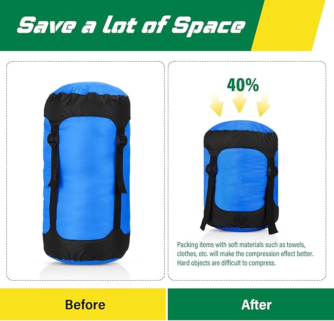 5 Pcs Compression Sacks for Backpacking 20L Camping Sleeping Bag Stuff Sacks for Backpacking Water Resistant Sleeping Bag Storage Sack for Space Saving Hiking Gear