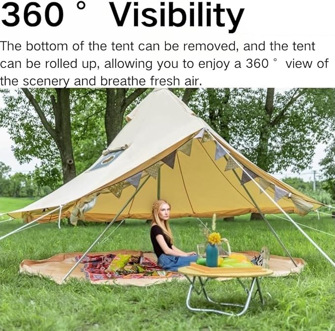 Trend Tents Standard Bell Tent – 200GSM Poly-Cotton Canvas, Stove Jack, Sewn-in Groundsheet, Galvanized Steel Poles, Waterproof & UV-Resistant, 3-Season, Available in 3M / 4M / 5M / 6M