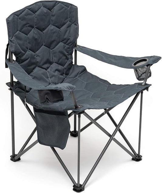 SUNNYFEEL XXL Oversized Camping Chair Heavy Duty 500 LBS for Big Tall People Above 6'4 Padded Portable Folding Sports Lawn Chairs with Armrest Cup Holder & Pocket for Outdoor/Travel/Picnic/Camp