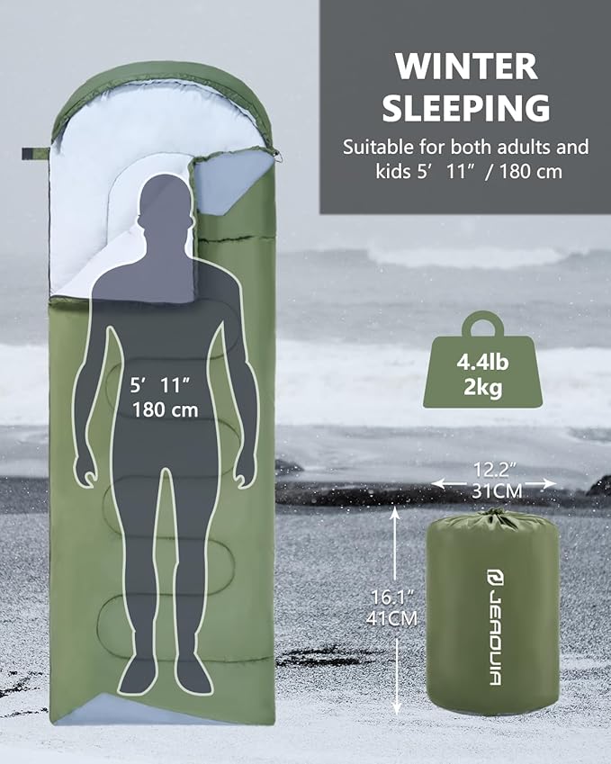 Sleeping Bags for Adults Cold Weather - 20 Degree Big&Tall Size Backpacking Lightweight Waterproof for Girls Boys Mens Teen Women for Camping Hiking Outdoor Travel Hunting with Compression Bags