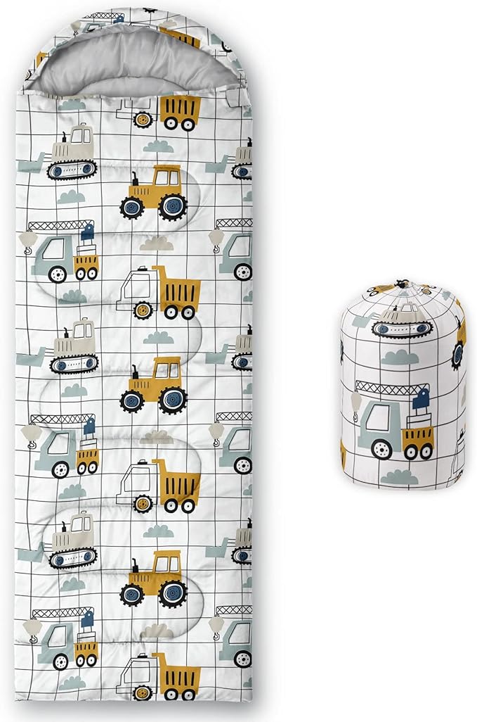 Kids Sleeping Bag for Boys Girls,Rocket Moon Print-Lightweight Warm Portable Outdoor Indoor-Waterproof Cold Weather Resistant Sleeping Bag for Camping Hiking