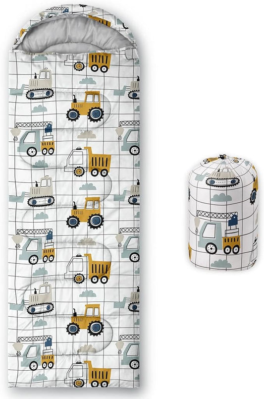 Kids Sleeping Bag for Boys Girls,Rocket Moon Print-Lightweight Warm Portable Outdoor Indoor-Waterproof Cold Weather Resistant Sleeping Bag for Camping Hiking