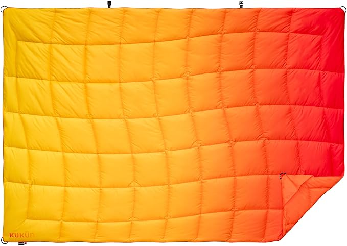 Versatile Packable Outdoor Camping Blanket, Puffy Blanket, Primaloft® Insulation, Warm, Durable, Lightweight, Waterproof, Oversize, Beach, Stadium, and More! 55"x80" (Strawberry Lemonade)