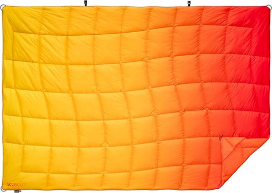 Versatile Packable Outdoor Camping Blanket, Puffy Blanket, Primaloft® Insulation, Warm, Durable, Lightweight, Waterproof, Oversize, Beach, Stadium, and More! 55"x80" (Strawberry Lemonade)
