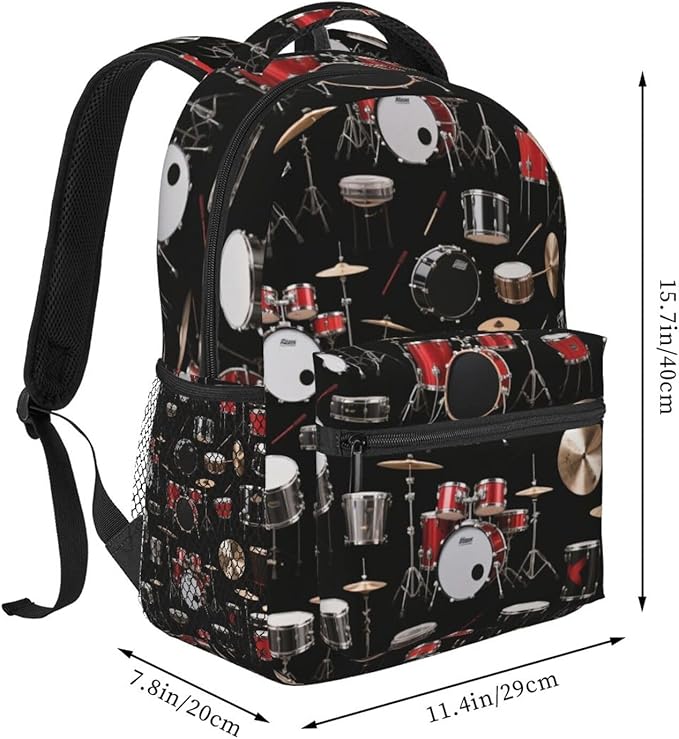 Lightweight Rucksack for Sports Travel Running, Big Capacity Multipurpose Anti-Theft Bookbag, Rock Drum Stand Travel and Sport Backpack Rucksack