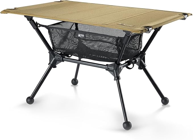 ONETIGRIS Dipper Camping Table, Lightweight Portable Folding Table with Mesh Storage Net, High/Low Options, Ideal for Camping, Hiking, Tailgating, Beach, Picnic, Travel, Backyard