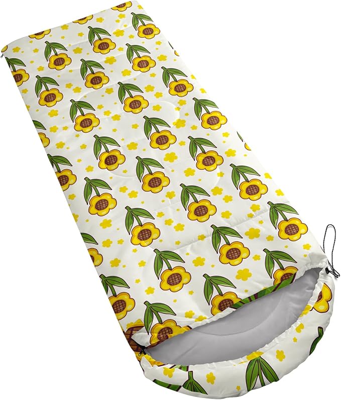 AILONEN Kawaii Puppy Sleeping Bag for Kids Boys Girls,Warm and Cool Weather,Lightweight,Waterproof Backpacking,Cartoon Cute Dog & Duck Animal Themed Blue Sleeping Bag for Camping