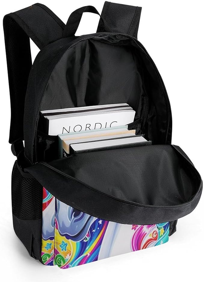 Rucksack Polyester Anti-Theft Multipurpose Colorful Rainbow Unicorn Bookbag Big Capacity Travel and Sport Backpack Rucksack With Side Pockets