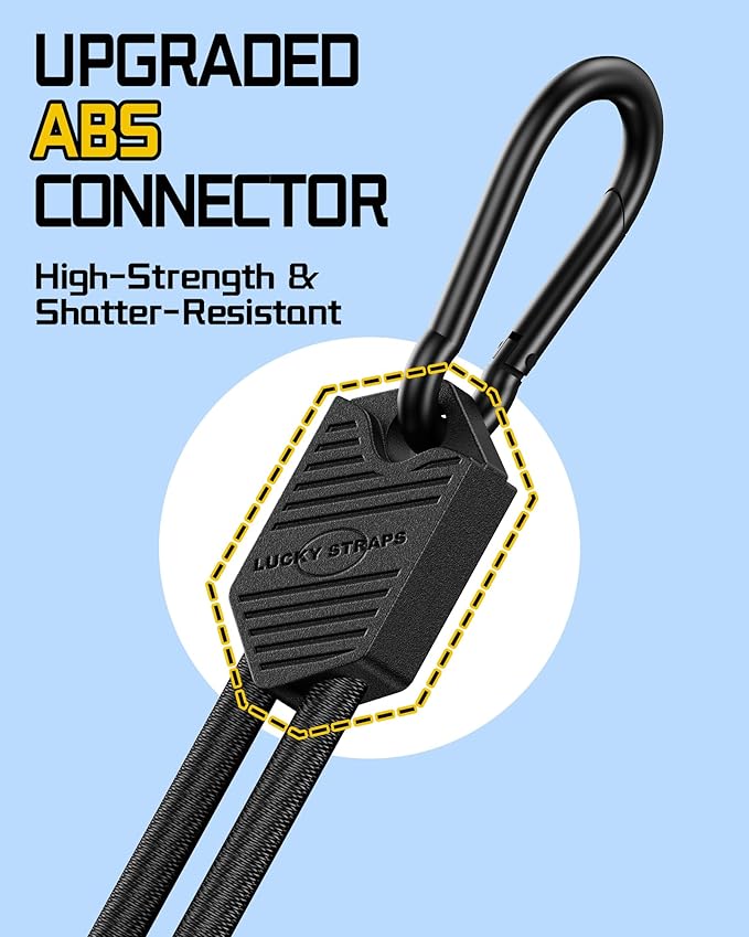 8 Pcs 48 Inch Adjustable Carabiner Bungee Cords with Hooks, Easy to Adjust from 7" to 48", Black Bungee Straps with UV-Resistance & Superior Elasticity for Cargo, Bike, Luggage, Carts, Truck, etc