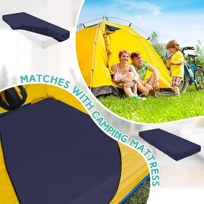 Breling Fitted Sheet (Sheet Only) Compatible with Milliard Trifold Mattress Folding Mattress Fitted Microfiber Bedclothes for Camp Bunk Rvs Bed(Navy Blue,2 Pcs,Single,4'')