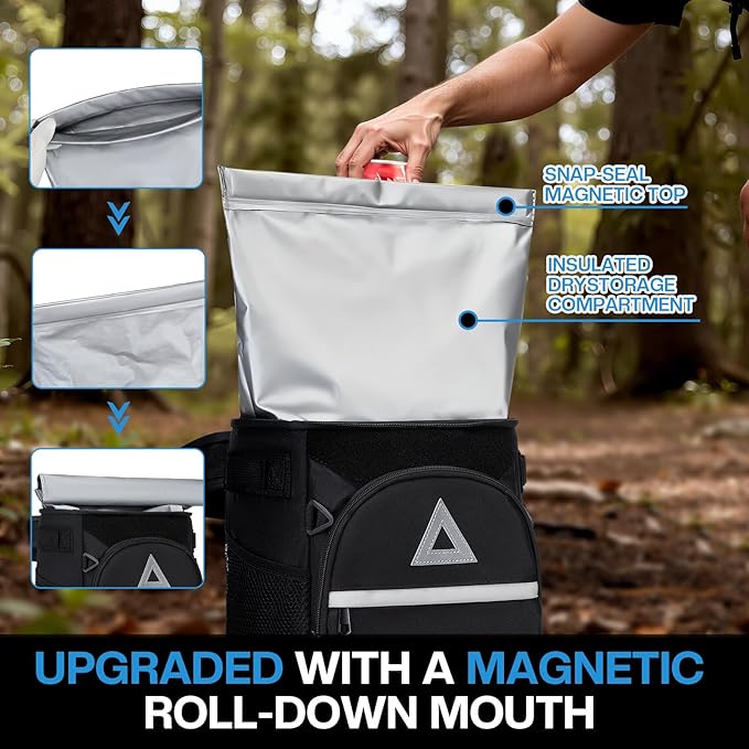 Bacgnyer Backpack Cooler Insulated Leakproof - Waterproof 22L Cooler Bag for Men & Women, Portable Soft Sided for Camping, Beach, Fishing, Lunch, Hiking with Magnetic Fold & Dry Storage Design