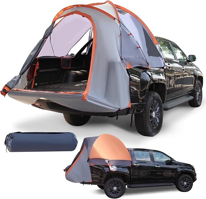 Tangkula Pickup Truck Tent for 2-Person, 5 FT Truck Bed Tent Mid Size W/Removable Rainfly, Carry Bag, Sky View Vent, PU 2000 MM Waterproof Double-Layer Car Bed Camp Tent, Outdoor Portable Tent