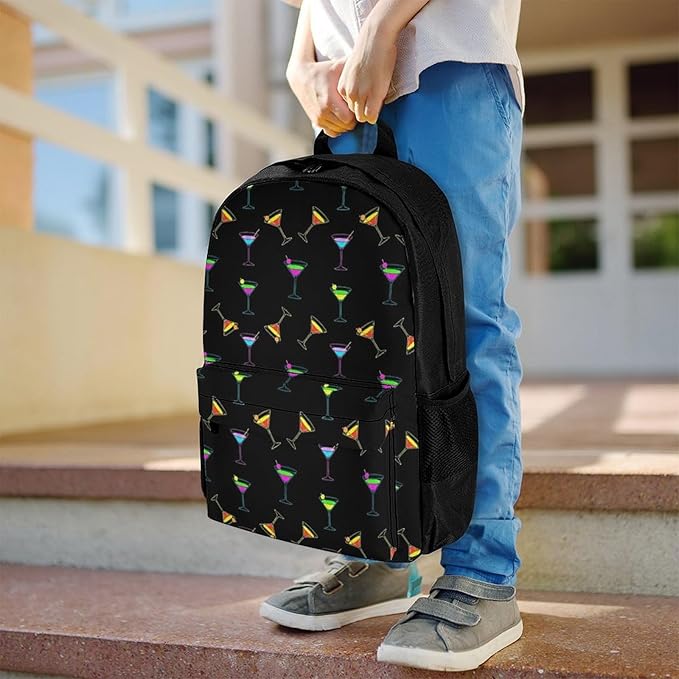 Supdreamc Polyester Daypack Backpack for Sports Travel Running, Big Capacity Anti-Theft Multipurpose Carry On Bag, Martini Evening Laptop Book Bag Rucksack