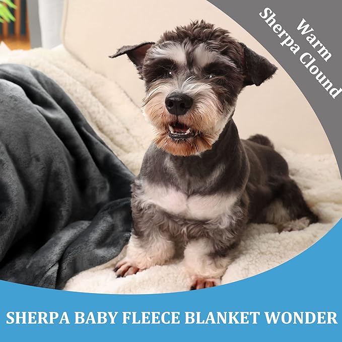 NANPIPER Baby Sherpa Blanket,Warm Toddler Throw Blanket,Soft Newborn Fleece Blanket for Winter (Grey,30x40 inches)