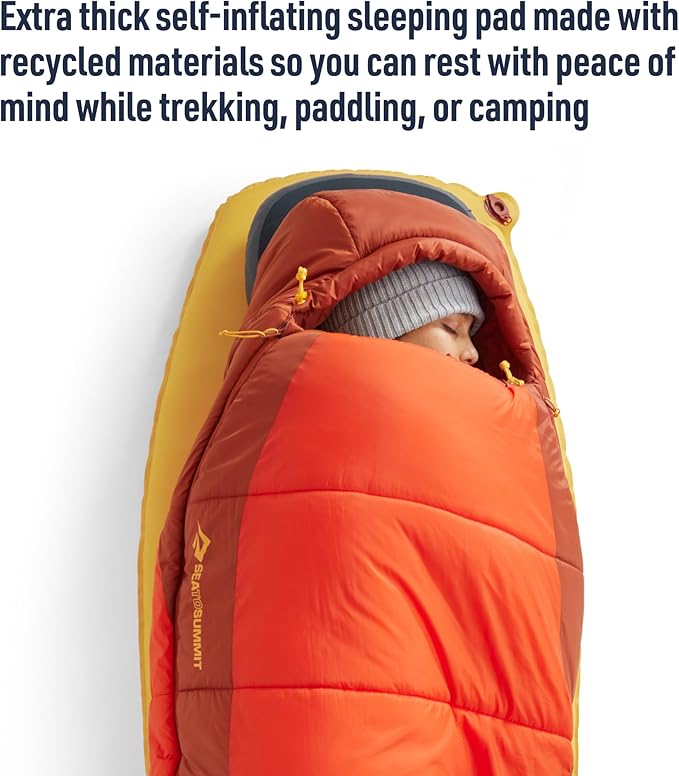 Sea to Summit Pursuit Plus Extra-Thick Self-Inflating Sleeping Mat for Camping and Backpacking, Rectangular - Regular (72 x 25 x 3 inches)